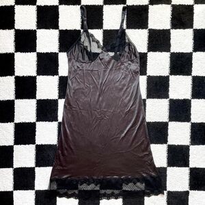 Vintage Black Nylon Slip Dress